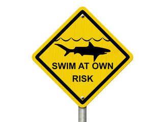 Wall Mural - Use caution when swimming because sharks are present