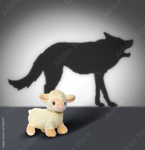 Fotografie, Tablou Seep and wolf shadow. Contept graphic.