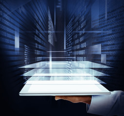 Aufkleber - Woman hand with tablet computer.