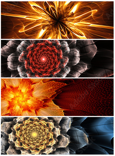 Plakat na zamówienie Four abstract flower banners