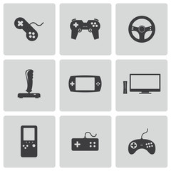 Wall Mural - vector black video game icons set