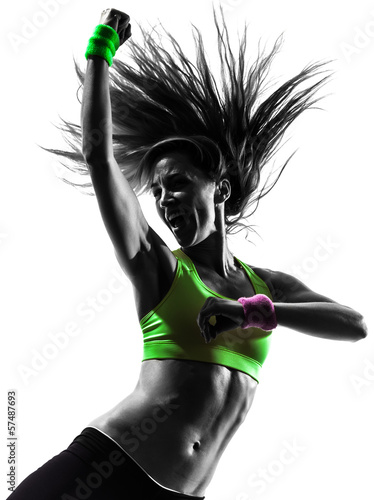 Fototapeta dla dzieci woman exercising fitness zumba dancing silhouette