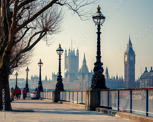 Naklejka na drzwi Big Ben i parlament w Londynie