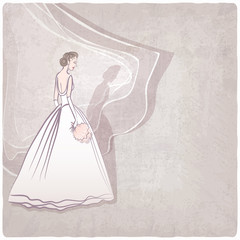 Poster - bride in wedding dress on grungy background