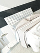 White design bedroom interior with double bed