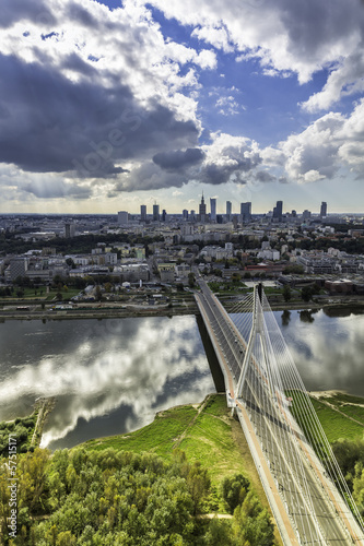 Board z aluminiowym obramowaniem Warszawa panoramę za mostem, polska