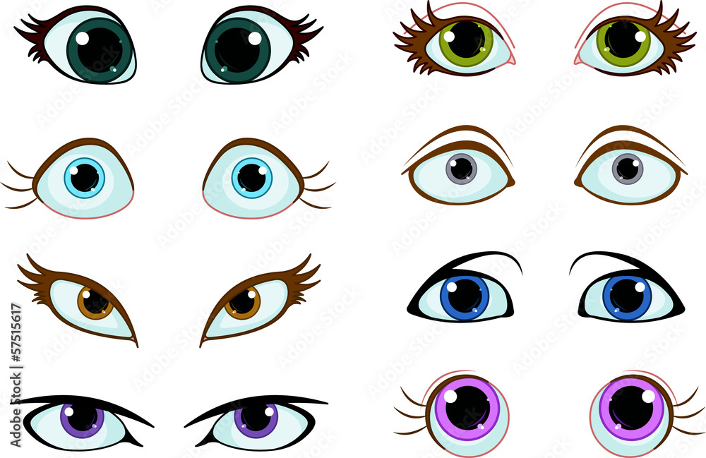 Set of cartoon eyes 素材庫向量圖 | Adobe Stock