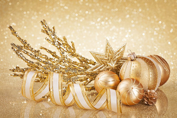 Poster - Christmas golden decoration