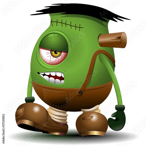 Cuadros en Lienzo One Eyed Frankenstein Monster Cartoon-Vector