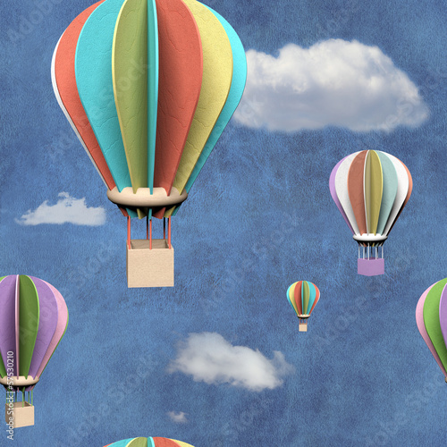 Plakat na zamówienie Seamless pattern with 3d air balloons in blue sky