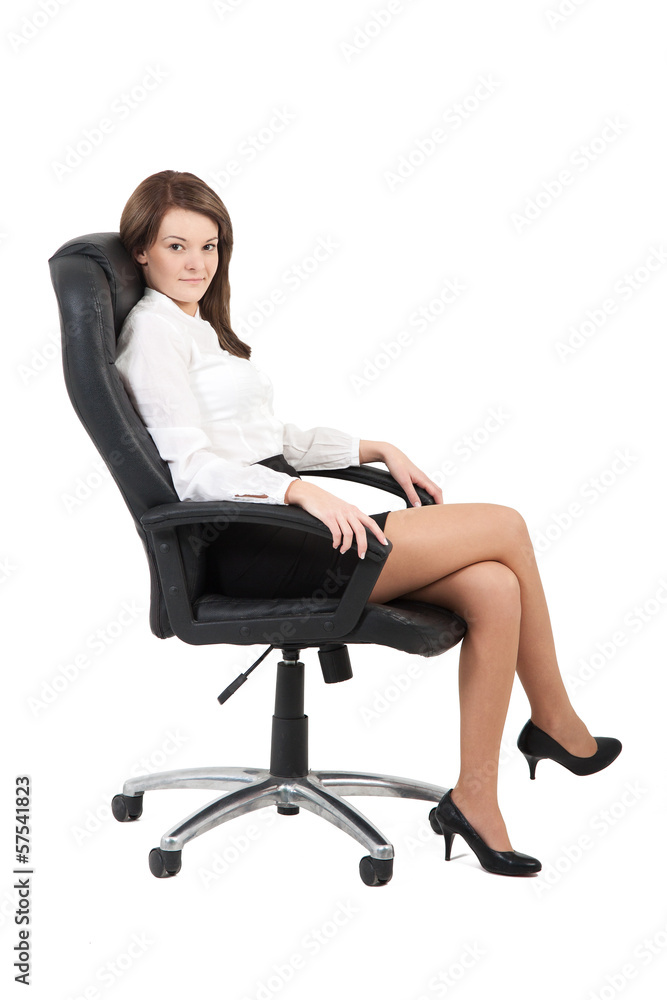 kobieta biznesu na fotelu - obrazy, fototapety, plakaty 