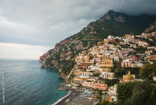 Board z aluminiowym obramowaniem Widok z plaży positano