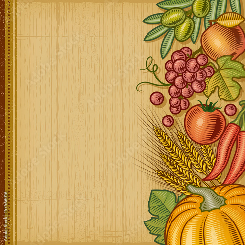 Naklejka - mata magnetyczna na lodówkę Retro harvest background