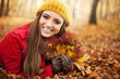 © gpointstudio - Happy gorgeous woman at autumn season.