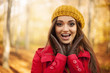 © gpointstudio - Portrait of shocked woman in autumn clothes
