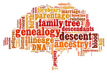 Word Cloud Related To Genealogy And Family  In Form Of Tree