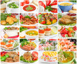 Collage of various tasty and healthy food