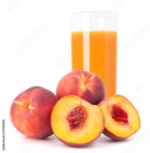 Fototapeta na wymiar Peach fruit juice in glass
