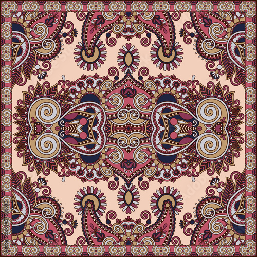 Plakat na papierze fotorealistycznym Tradycyjny ozdobny kwiatowy paisley bandanna