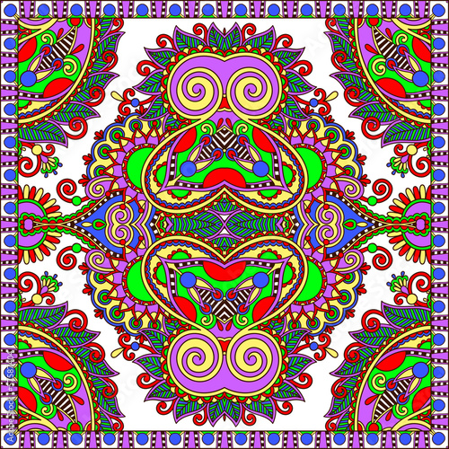 Plakat na papierze fotorealistycznym Tradycyjny ozdobny kwiatowy paisley bandanna