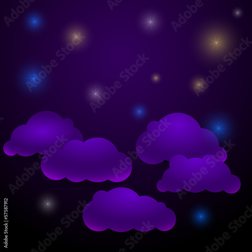 Obraz na płótnie canvas Wektor nocne niebo z chmurami