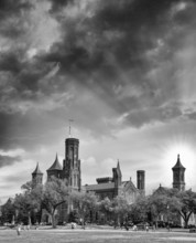 Scenic View Of The Smithsonian Castle, Landmark On The Mall, Was