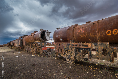 Board z aluminiowym obramowaniem Pociąg cmentarz, uyuni, Boliwia
