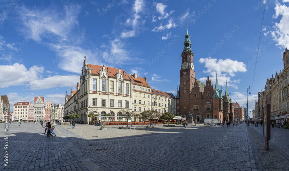 Wrocławski rynek - panorama - obrazy, fototapety, plakaty 