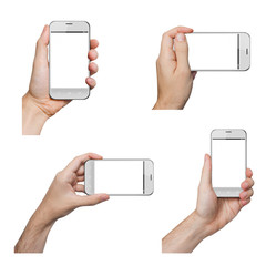 Poster - Isolated male hands holding a white phone