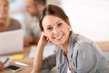 Aufkleber - Young woman attending business training class