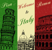Welcome To Italy Vintage Poster