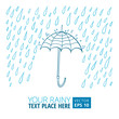 Vector illustration of umbrella and rain