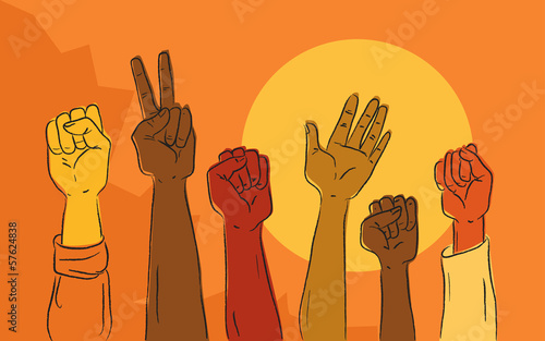 Fotografía Hands at political protest march