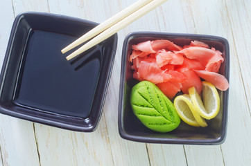 Poster - wasabi and ginger in bowl