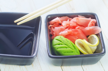 Poster - wasabi and ginger in bowl