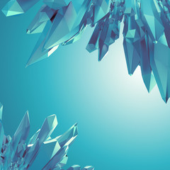 Wall Mural - 3d abstract blue arctic crystal shape background