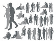 Highly detailed couple silhouettes