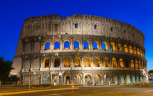 Night View Of Colosseum In Rome In Italy