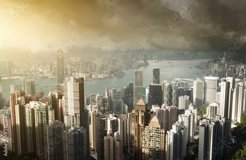 Naklejka samoprzylepna Hongkong wyspa od szczytu Wiktorii