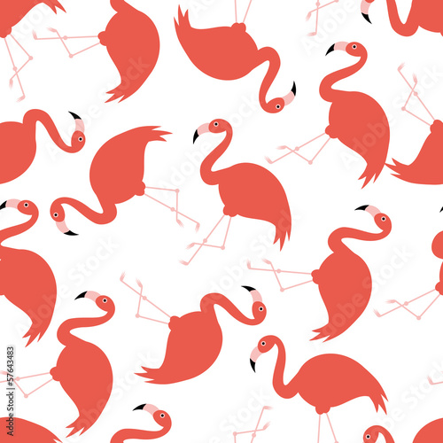 Plakat na papierze fotorealistycznym Bezszwowe flamingo wzór