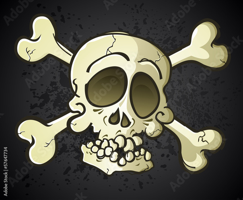 Naklejka samoprzylepna Czaszka i skrzyżowane piszczki jolly roger postać z kreskówki