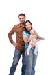 © golovianko - Happy couple with a baby isolated on white