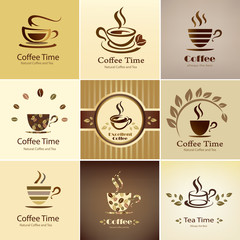Wall Mural - cafe emblem collection, set of coffee cups icons