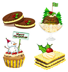 Wall Mural - Four desserts for christmas