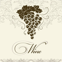 Poster - Wine. Bunch of grapes for labels of wine. Vintage  labels
