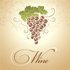 Poster - Wine. Bunch of grapes for labels of wine. Vintage  labels