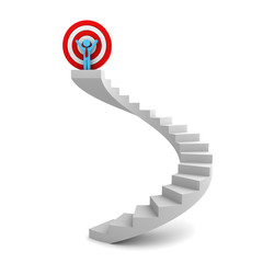 Aufkleber - Businessman standing on top of stairs with target behind