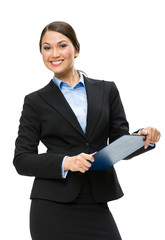 Wall Mural - Half-length portrait of businesswoman with black folder