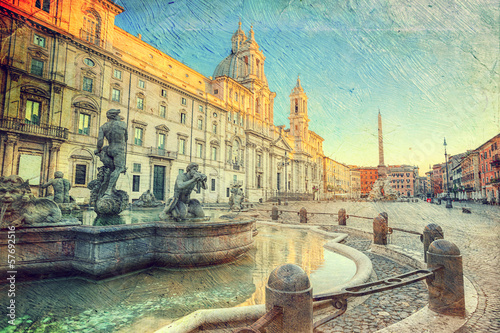Board z aluminiowym obramowaniem Piazza navona, Rzym. 