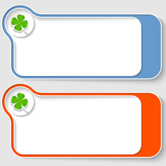 set of two abstract text boxes with cloverleaf